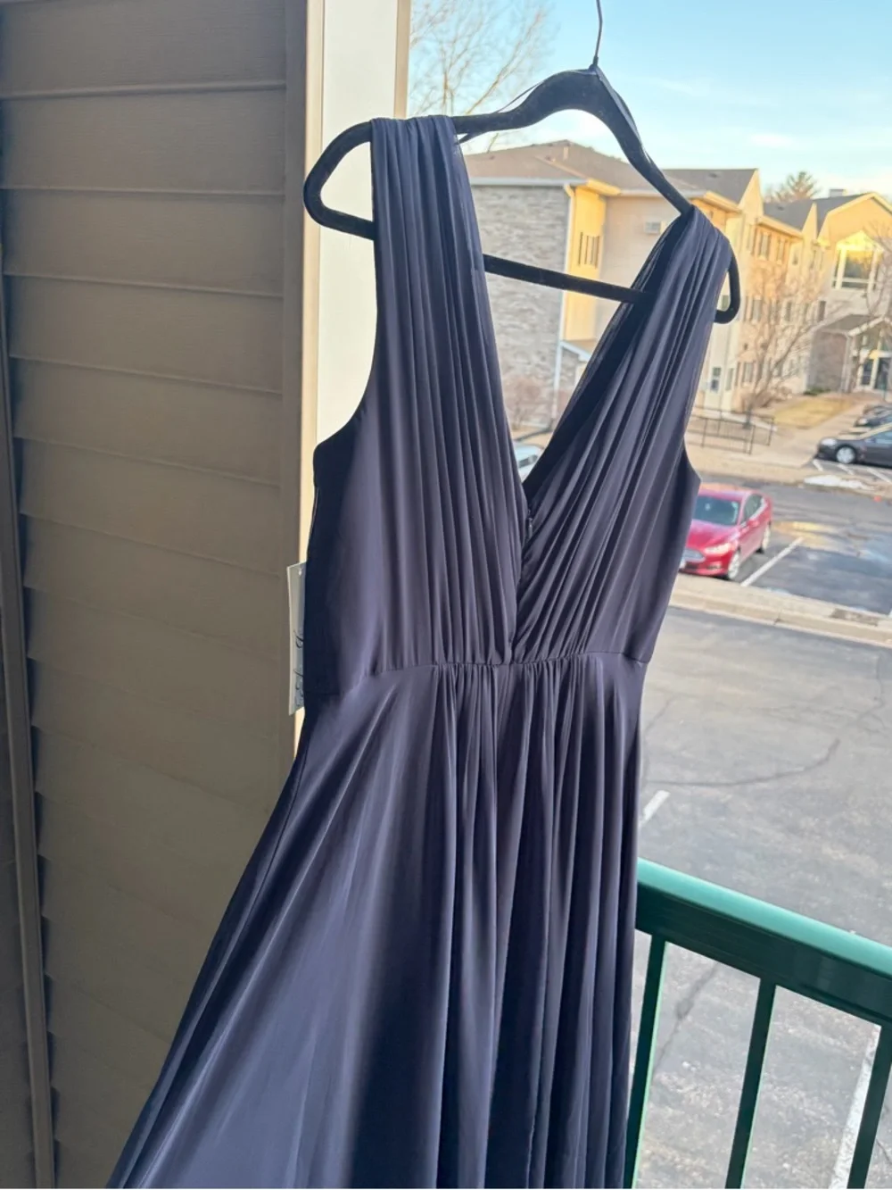 🆕🫐 Eliza J Navy Blue Chiffon Hi-Lo Dress Size 10 Formal Evening Wedding Guest - Picture 7 of 17